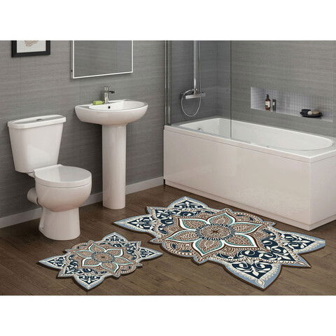 Set covoraș de baie (2 bucăți), Alanur Home, 21015715KR, Poliester, Crem