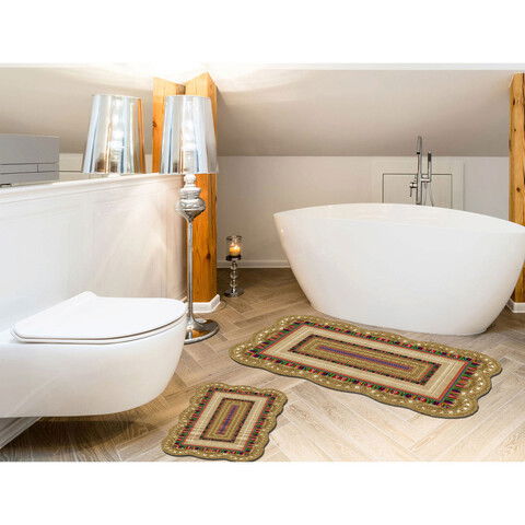 Set covoraș de baie (2 bucăți), Alanur Home, 21016915KR, Poliester, Crem