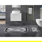 Set covoraș de baie (2 bucăți), Alanur Home, 21020615SY, Poliester, Gri/Negru
