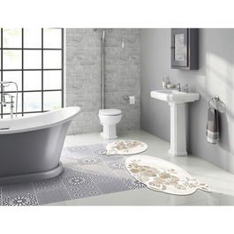 Set covoraș de baie (2 bucăți), Alanur Home, 210FG41915KR, Poliester, Crem