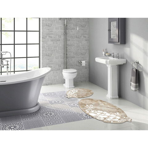 Set covoraș de baie (2 bucăți), Alanur Home, 210FG41915VZ, Poliester, Bej
