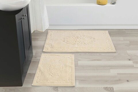 Set covoraș de baie (2 bucăți), Alanur Home, COTTONKT000097, Bumbac, Maro deschis