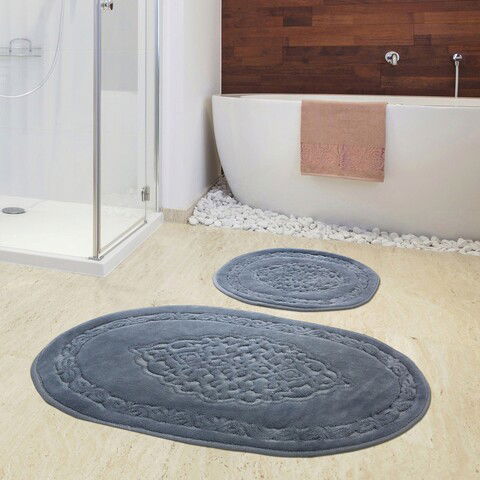 Set covoraș de baie (2 bucăți), Alanur Home, COTTONKT000073, Bumbac, Gri