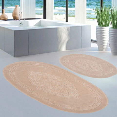 Set covoraș de baie (2 bucăți), Alanur Home, COTTONKT000222, Bumbac, Bej