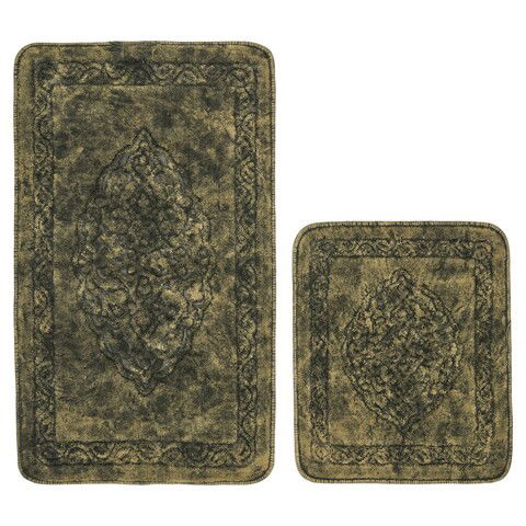 Set covoraș de baie (2 bucăți), Alanur Home, COTTONKT000179, Bumbac, Verde