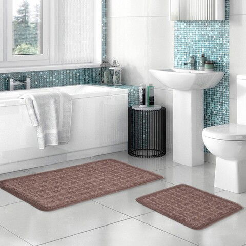 Set covoraș de baie (2 bucăți), Alanur Home, COTTONKT000540, Bumbac, Maro