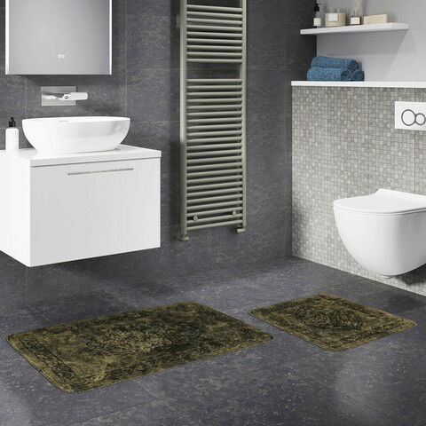 Set covoraș de baie (2 bucăți), Alanur Home, COTTONKT000187, Bumbac, Verde