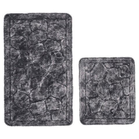 Set covoraș de baie (2 bucăți), Alanur Home, COTTONKT000190, Bumbac, Antracit