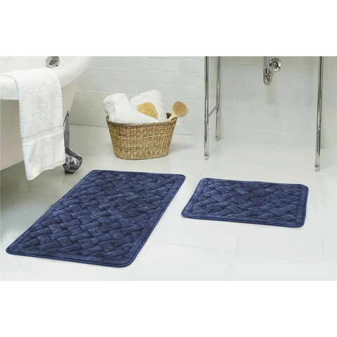 Set covoraș de baie (2 bucăți), Alanur Home, COTTONKT000198, Bumbac, Albastru inchis