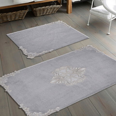 Set covoraș de baie (2 bucăți), Alanur Home, cot-klzt5-34, Poliester, Gri