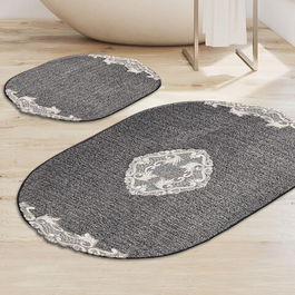 Set covoraș de baie (2 bucăți), Alanur Home, cot-klzt5-21, Poliester, Antracit