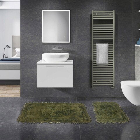 Set covoraș de baie (2 bucăți), Alanur Home, COTTONKT000532, Bumbac, Verde