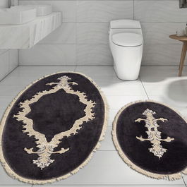 Set covoraș de baie (2 bucăți), Alanur Home, ALNE4655, Poliester, Antracit