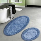 Set covoraș de baie (2 bucăți), Alanur Home, Y-ZİGZAG-80X465VV000015, Bumbac, Albastru