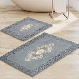 Set covoraș de baie (2 bucăți), Alanur Home, ALN_E4_303, Poliester, Gri