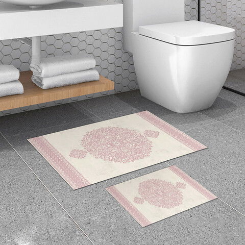 Set covoraș de baie (2 bucăți), Alanur Home, 510602, Poliester, Roz pudra