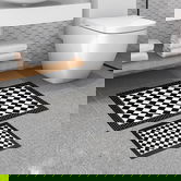 Set covoraș de baie (2 bucăți), Alanur Home, 510607, Poliester, Alb negru