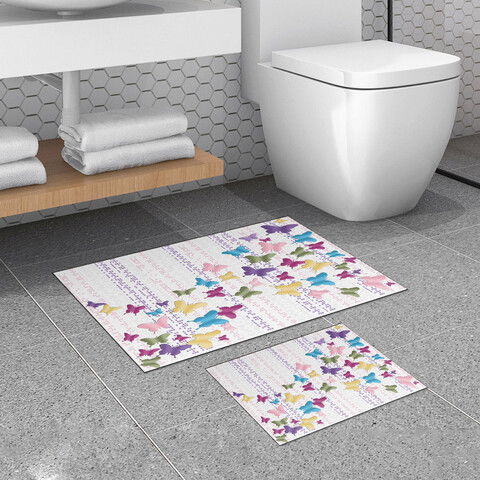 Set covoraș de baie (2 bucăți), Alanur Home, 510622, Poliester, Multicolor