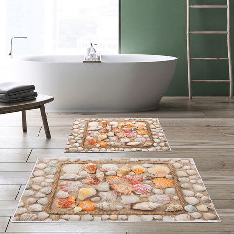 Set covoraș de baie (2 bucăți), Alanur Home, KT416, Poliester, Multicolor