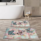 Set covoraș de baie (2 bucăți), Alanur Home, KT417, Poliester, Multicolor