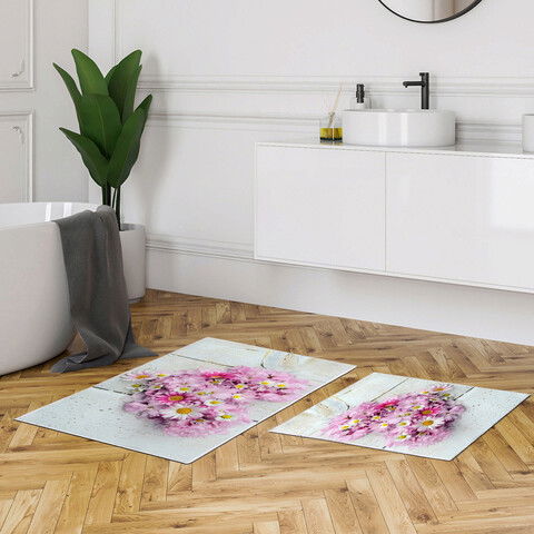 Set covoraș de baie (2 bucăți), Alanur Home, KT422, Poliester, Multicolor