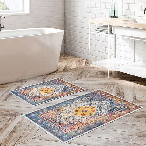 Set covoraș de baie (2 bucăți), Alanur Home, KT428, Poliester, Multicolor