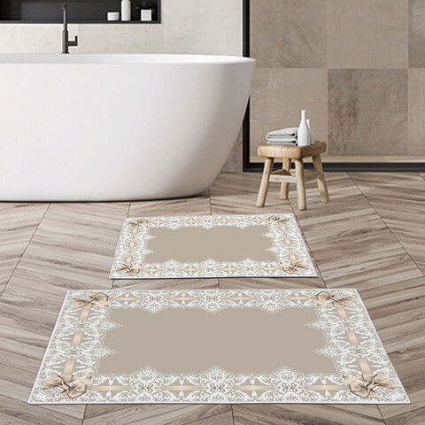Set covoraș de baie (2 bucăți), Alanur Home, KT450, Poliester, Multicolor
