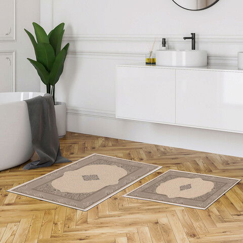 Set covoraș de baie (2 bucăți), Alanur Home, KT455, Poliester, Multicolor
