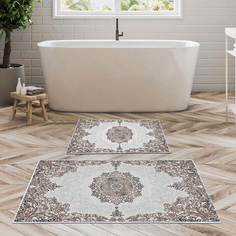 Set covoraș de baie (2 bucăți), Alanur Home, KT466 v2, Poliester, Multicolor