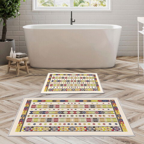 Set covoraș de baie (2 bucăți), Alanur Home, KT474, Poliester, Multicolor
