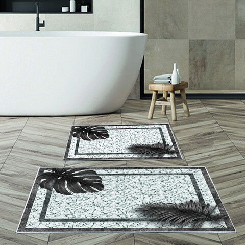 Set covoraș de baie (2 bucăți), Alanur Home, KT476, Poliester, Multicolor