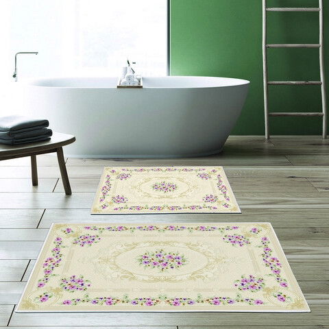 Set covoraș de baie (2 bucăți), Alanur Home, KT484, Poliester, Multicolor