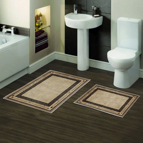 Set covoraș de baie (2 bucăți), Alanur Home, KT487, Poliester, Multicolor
