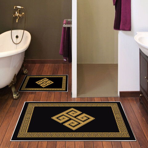 Set covoraș de baie (2 bucăți), Alanur Home, KT490, Poliester, Multicolor