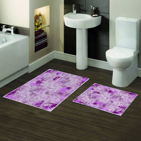 Set covoraș de baie (2 bucăți), Alanur Home, KT495 v3, Poliester, Multicolor