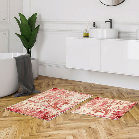Set covoraș de baie (2 bucăți), Alanur Home, KT496, Poliester, Multicolor