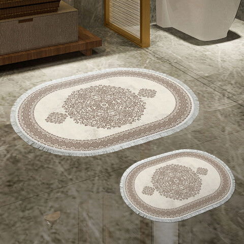 Set covoraș de baie (2 bucăți), Alanur Home, 410602-O, Poliester, Maro