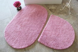 Set covoraș de baie (2 bucăți), Chilai Home by Alessia, Colors of Oval, Fibre acrilice, Roz
