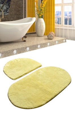 Set covoraș de baie (2 bucăți), Chilai Home by Alessia, Colors of Oval, Fibre acrilice, Galben