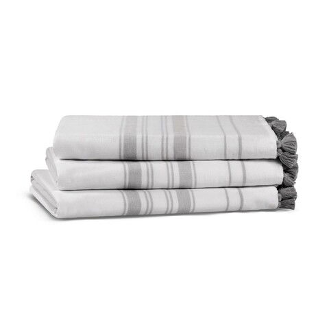 Prosop de maini, L'appartement , One Side Striped, Bumbac, Alb / Gri