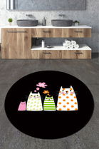 Covoraș de baie, Chilai, Four Cats Circle Djt 80, Poliester, Multicolor