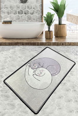 Covoraș de baie, Chilai, Katt, 70x120 cm, Catifea, Multicolor