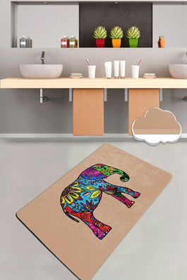Covoraș de baie, Chilai, Olifant, 80x100 cm, Catifea, Multicolor