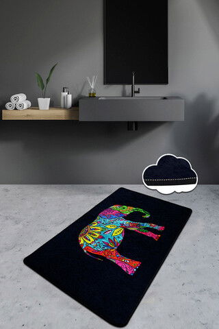 Covoraș de baie, Chilai, Olifant, 80x100 cm, Catifea, Multicolor