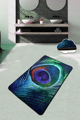 Covoraș de baie, Chilai, Peacock (80 x 100), 80x100 cm, Catifea, Multicolor