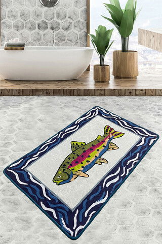 Covoraș de baie, Chilai, Pescado, 70x120 cm, Catifea, Multicolor