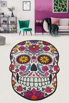 Covoraș de baie, Chilai Home, Skull Djt (80 x 100), 80x100 cm, Poliester, Multicolor