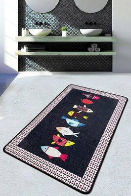Covoraș de baie, Chilai Home, Swing of Fish Djt (80 x 100), 80x100 cm, Poliester, Multicolor