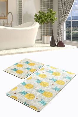Set covoraș de baie (2 bucăți), Chilai, Ananas DJT, Micropoliamida, Multicolor