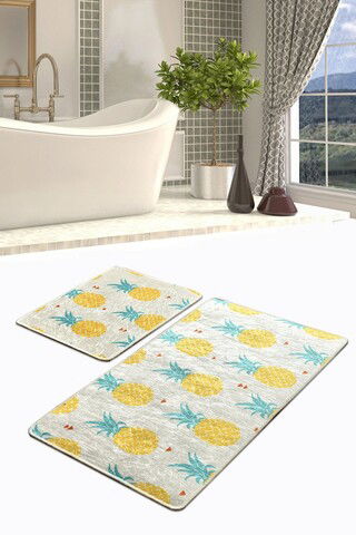 Set covoraș de baie (2 bucăți), Chilai, Ananas DJT, Micropoliamida, Multicolor